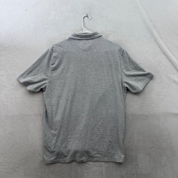 Faherty Movement Polo Shirt Mens L Gray Striped Pima Cotton Soft Stretch Preppy - Picture 8 of 8